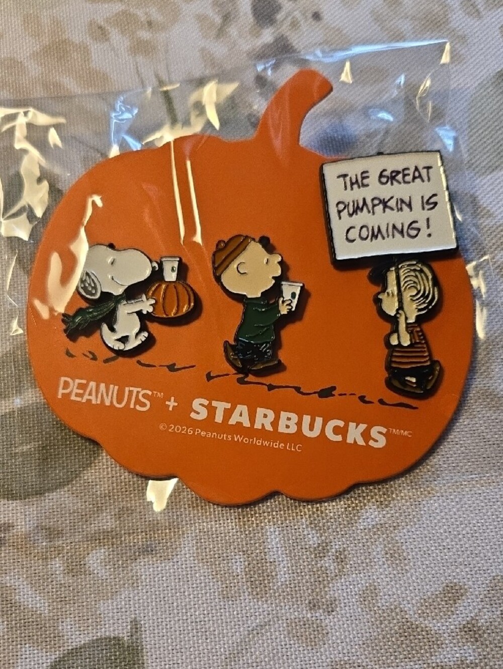 New Fall 2026 Starbucks Peanuts Snoopy Pins - Set Of 3 - Unopened